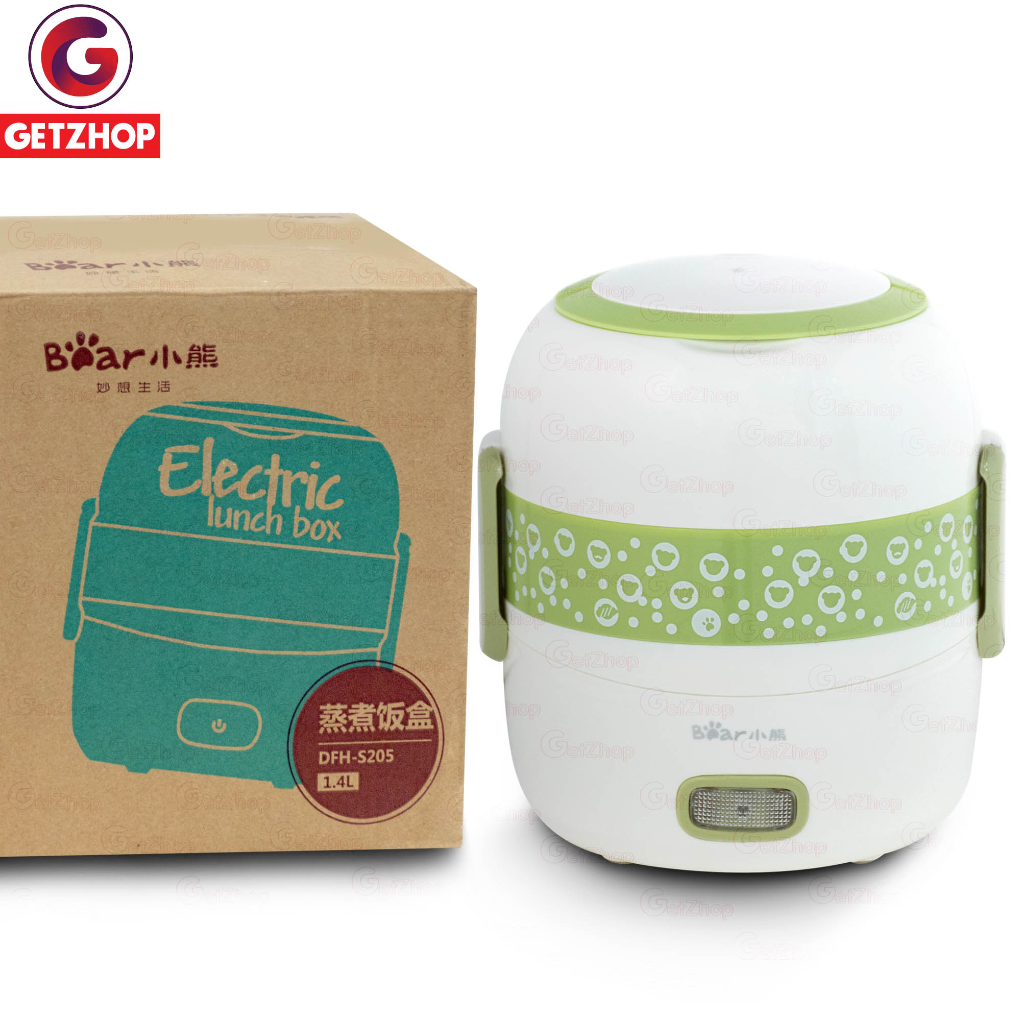 Bear ปิ่นโตไฟฟ้า กล่องอาหาร 2 ชั้น 1.4 ลิตร รุ่น DFH-S205 (Green) - Image 4