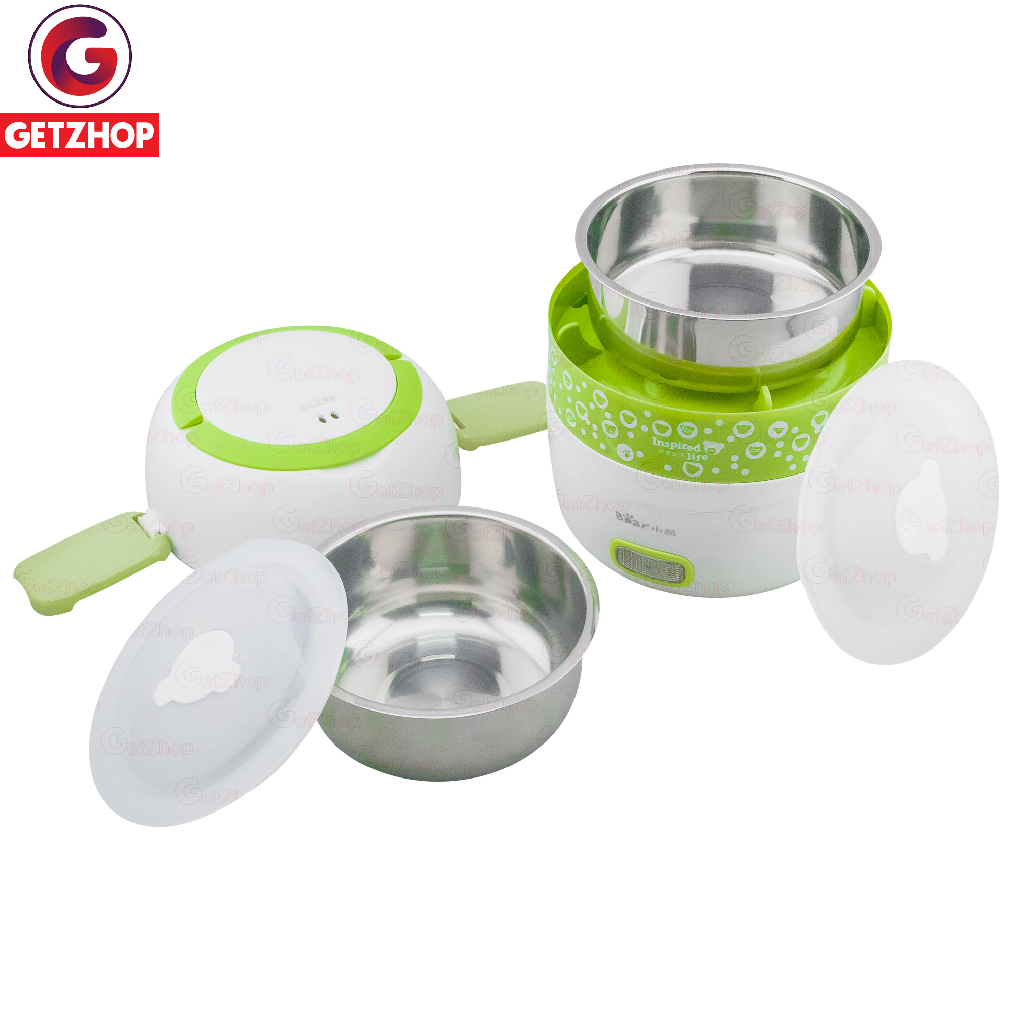 Bear ปิ่นโตไฟฟ้า กล่องอาหาร 2 ชั้น 1.4 ลิตร รุ่น DFH-S205 (Green) - Image 5