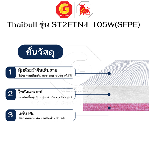 Thaibull เตียงเหล็ก 2 ชั้น 3.5 ฟุต พร้อมแผ่นไม้รองเตียง + ท็อปเปอร์ 4 นิ้ว เต็มแผ่น เตียงสองชั้น รุ่น ST2FTN4-105W(SFPE) - Image 14